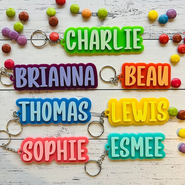 Personalised Cutout Bag Charm, Backpack Name Tag, Kids School Bag Tag, Laser Cut Acrylic Name