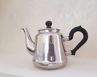 Antique 1950s USSR melchior teapot, Soviet kitchenware collectible, samovar teapot, Kolchugino Plant. Заварочный чайник МНЦ Кольчугино