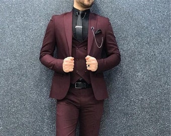 Burgundy Suit - Etsy Burgundy Suit - Etsy