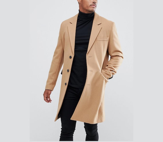 Men Tan Overcoat Light Brown Overcoat Khaki Trench Coat - Etsy