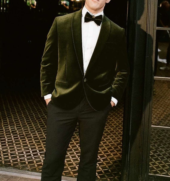 Olive green velvet blazer Clearance