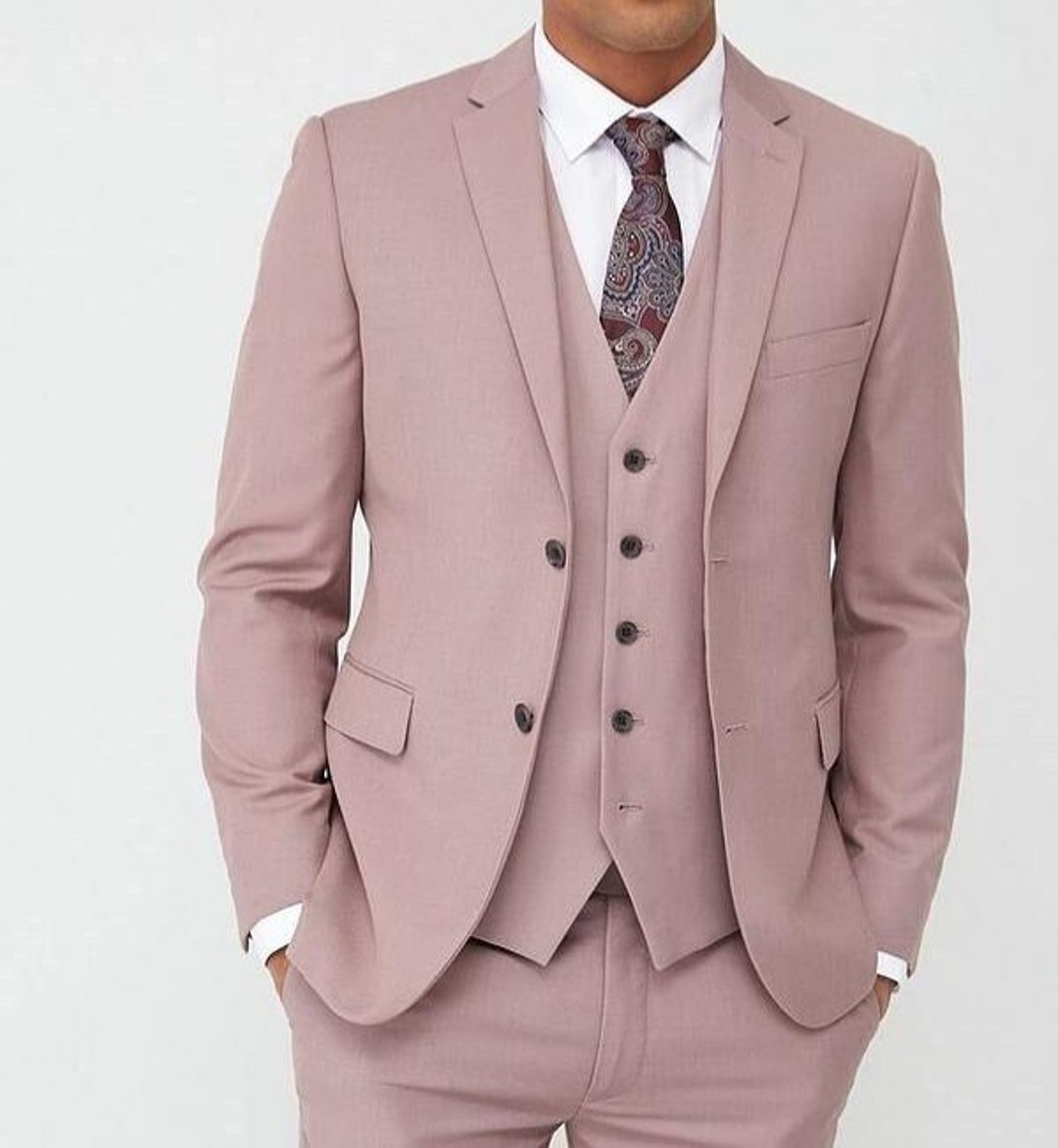 Men Pink Suit Dusty Pink Groomsmen Tuxedo Dull Pink Etsy