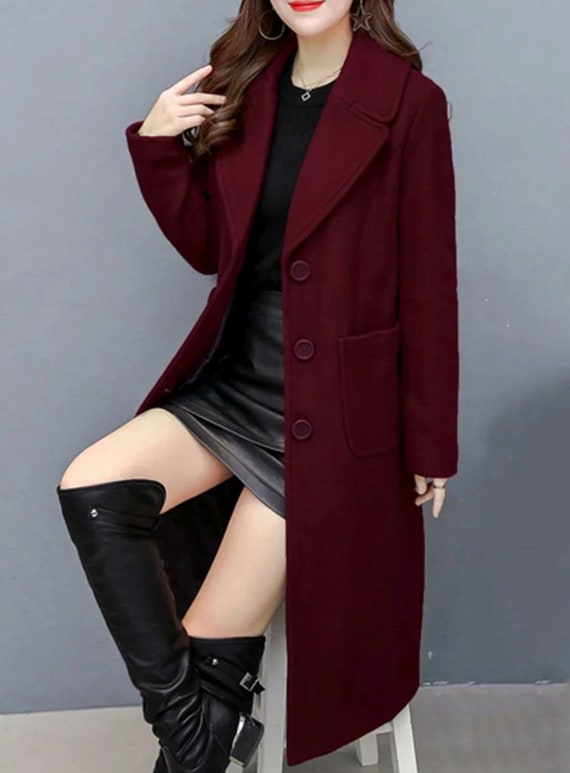 Dark red womens coat Clearance