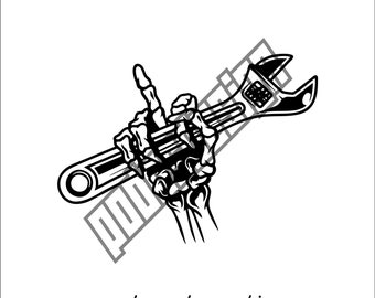 Mechanic Skeleton Hand with Wrench SVG: Cricut & Silhouette (Digital Download)