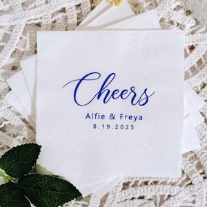 Wedding Cocktail Napkins, Engagement Party Napkins, Personalized Wedding Napkins, Bridal shower Napkins,Custom Cocktail Napkins, Cheers Gift