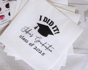 Graduation Napkins, Personalized Graduation Party Napkins, Class of 2025 Graduations Napkin, Graduation Party Decoration, Congrats Gift