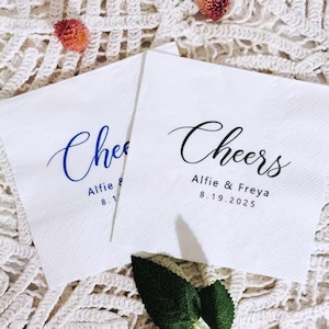 Wedding Cocktail Napkins, Engagement Party Napkins, Personalized Wedding Napkins, Bridal shower Napkins,Custom Cocktail Napkins, Cheers Gift