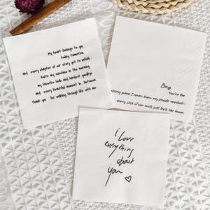 Custom Love Note Handwriting Napkins, Personalized Love Note Napkins, Print Wedding Cocktail Napkins,Custom Photo Napkin, Love Note For Him