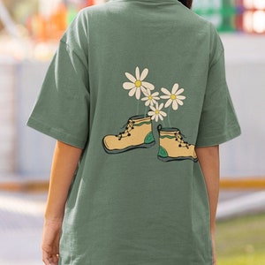 Life Is Better In Hiking Boots Daisy Flowers Hiking Boots T-Shirt, Perfect Hiking T-Shirt