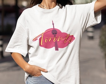 Toronto KN Tower Canada Shirt, rosa Retro Design Toronto Ontario kanadisches T-Shirt, Toronto Silhouette Design T-Shirt, Toronto Streetwear Shirt