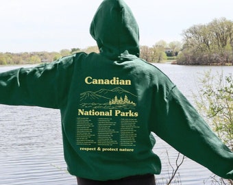 Canadian National Parks Hoodie, Canada Park Ranger Sweater, Granola Girl Aesthetic Gorpcore Sweatshirt, Retro Mountain Indie Cozy Hoodie