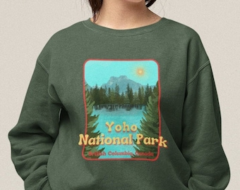 Yoho National Park Cozy Hiking Crewneck Sweatshirt, British Columbia Canadian National Park Crewneck Sweatshirt