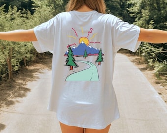 Mountain Granola Girl Aesthetic Shirt, Camping Roadtrip Hiking Shirt, Retro Road Travel Van Life Tee, Oversized Comfy Unisex Tshirt,