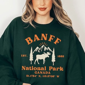 Sweat-shirt du parc national Banff, unisexe Alberta National Park Canada pull ras du cou doux et confortable, cadeau canadien, pull de randonnée