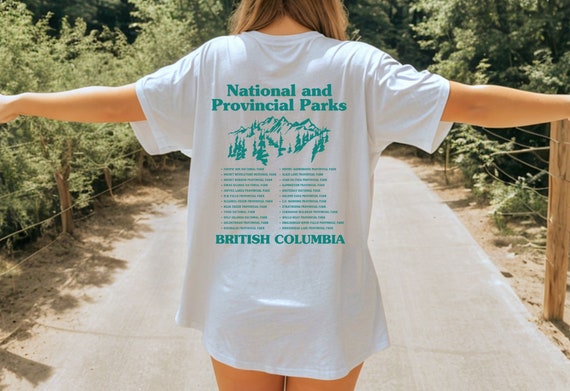 British Columbia National Parks & Provincial Parks T-shirt, Retro Graphic Tee, Granola Girl Shirt, Park Ranger Camping Gorpcore Clothing
