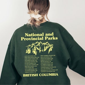 British Columbia National Parks & Provincial Parks Sweatshirt, Retro Graphic Sweater, Granola Girl Pullover, Park Ranger Camping Clothing