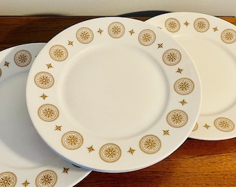 Vintage Set of Four SHENANGO Nautical Gold Medallion Plates