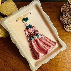 Vintage Florence Ceramics Hanging Porcelain Relief Plaque