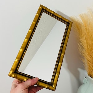 Vintage Faux Bamboo Accent Wall Mirror, Retro Chinoiserie Style Decor
