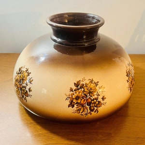Vintage Brown Floral Hurricane Shade in Two Tone Glazed Ceramic