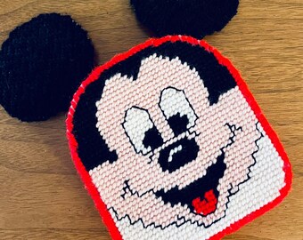 Vintage Mickey Mouse Hand Woven Coin Bank