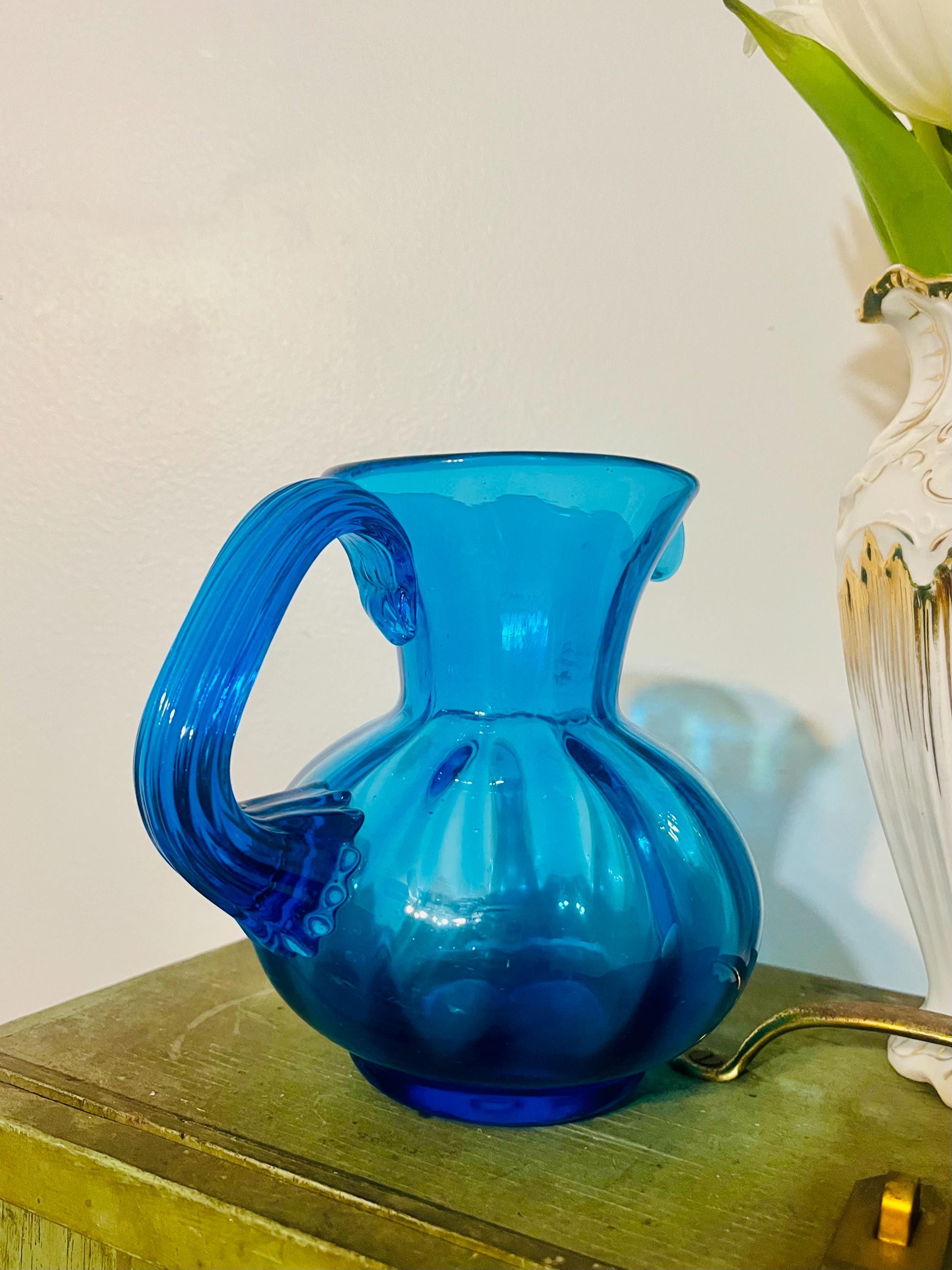 Vintage Blenko Turquoise Blue Glass Pitcher #709 - Etsy