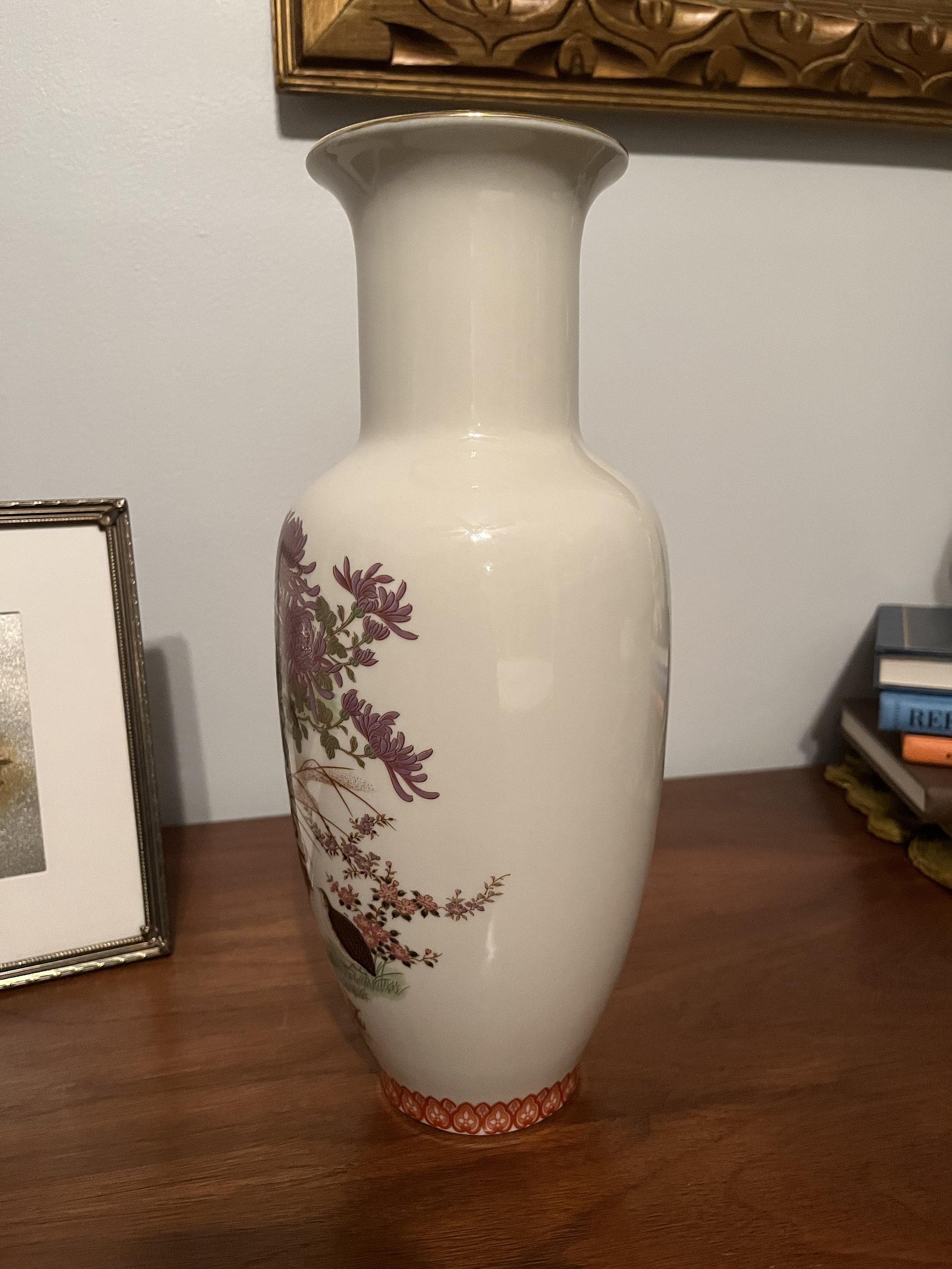 Vintage Shibata Japan Hand Painted Floral Quail Vase Japanese Etsy
