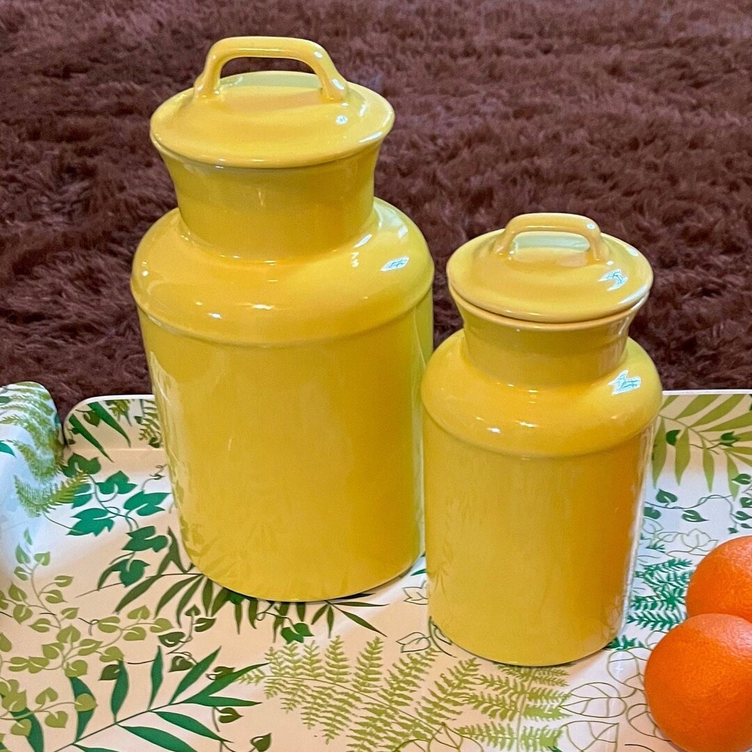 Vintage Mccoy Pottery Yellow Ceramic Canisters, USA 251 and 252 Etsy