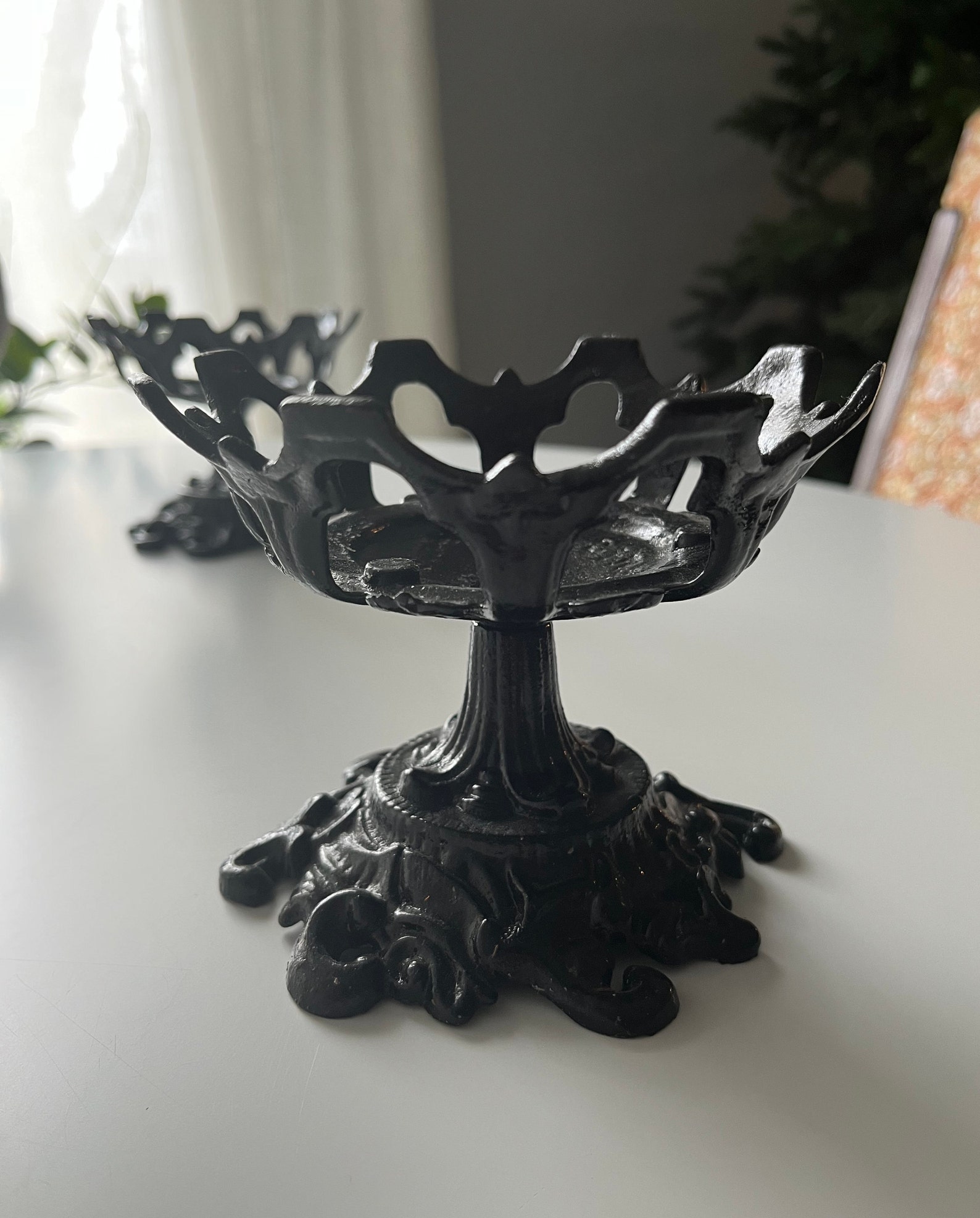 Robert Emig Cast Iron Ornate Pillar Candle Holders Set of Two Etsy