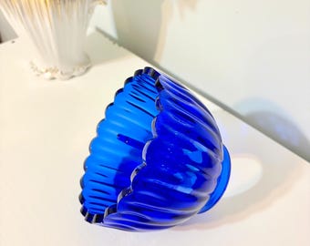 LE Smith Cobalt Blue Ribbed Glass Fairy Lamp Shade Replacement