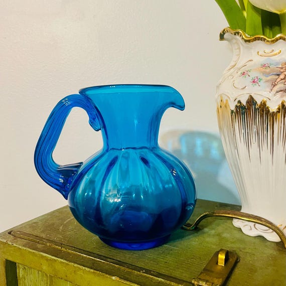 Vintage Blenko Turquoise Blue Glass Pitcher #709 - Etsy