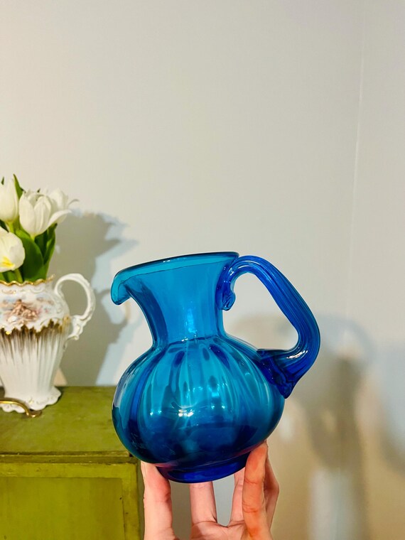 Vintage Blenko Turquoise Blue Glass Pitcher #709 - Etsy