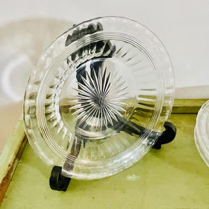 Heisey Clear Glass Banded Flute Pattern Salad Plate