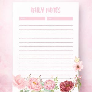 Printable Watercolor Notepad Pages – Lined Unlined Daily Notes (Digital Download)