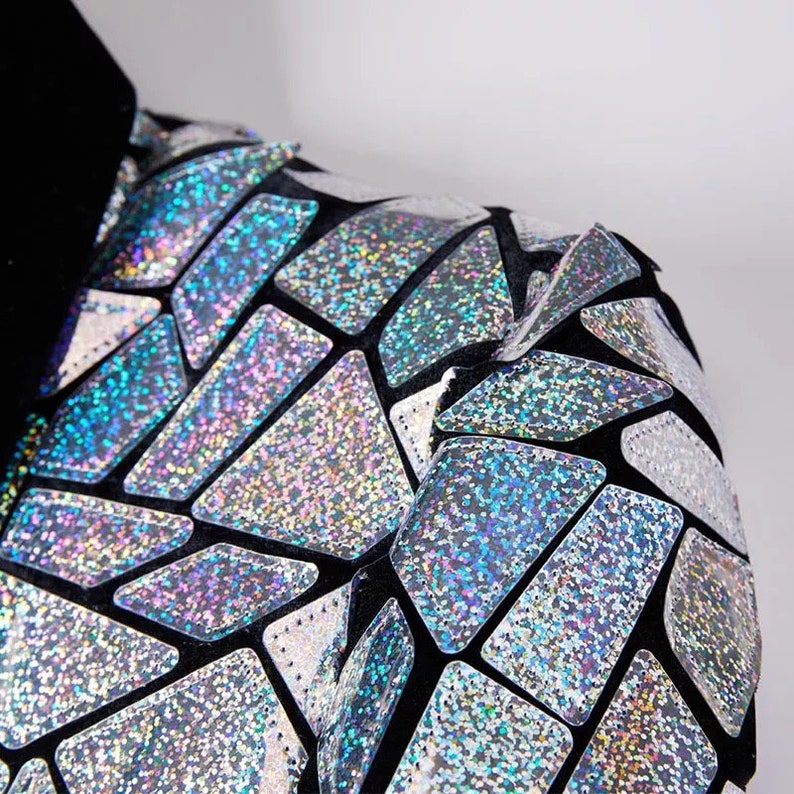Sequin Mirror Jacket Men's Festival Outfit Men Party Etsy
