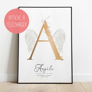 Personalized Angel first name poster / First name poster / Wall decoration / DIGITAL poster