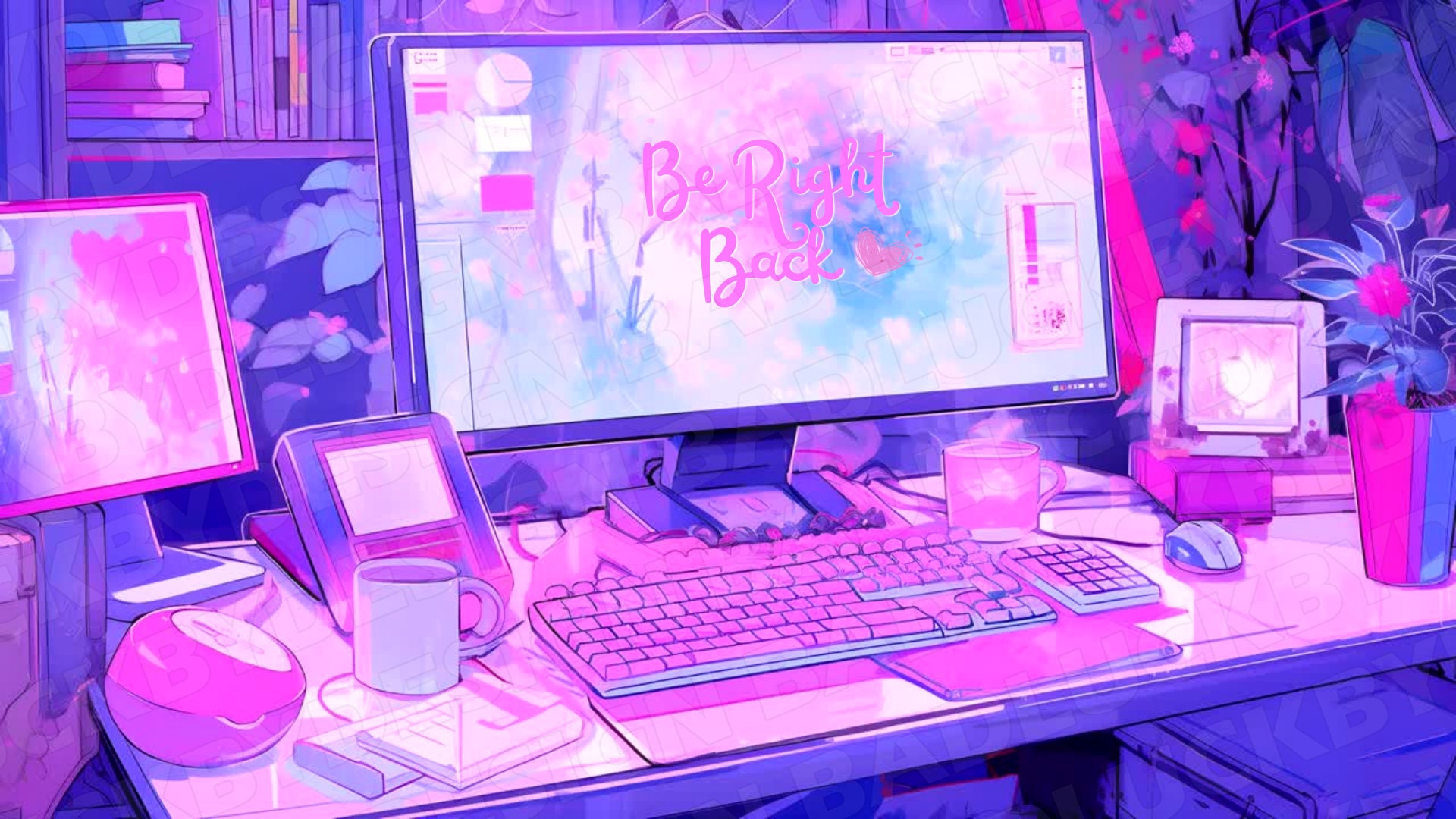Animated Pink Aesthetic Computer Desk Streaming Scenes Cozy Anime Cute