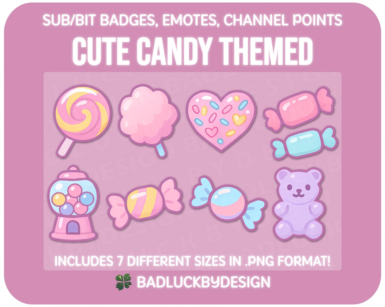 8x Candy Twitch Badges/emotes - Pastel Kawaii Gummy Lollipop Streamer ...