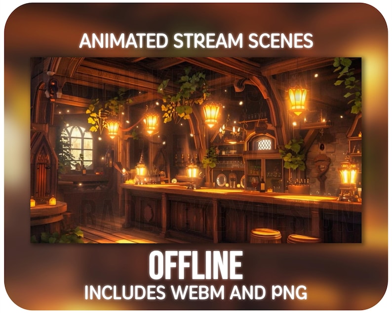 Scènes animées Fantasy Tavern Stream - Cosy Magical Inn Écrans Twitch | Contexte Vtuber | Téléchargement instantané image 6