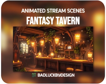 Animated Fantasy Tavern Stream Scenes - Cozy Magical Inn Twitch Screens | Vtuber Background | Instant Download