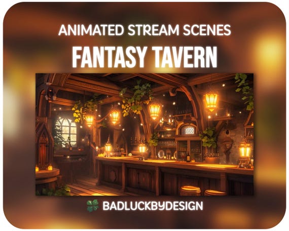 Animated Fantasy Tavern Stream Scenes - Cozy Magical Inn Twitch Screens | Vtuber Background | Instant Download
