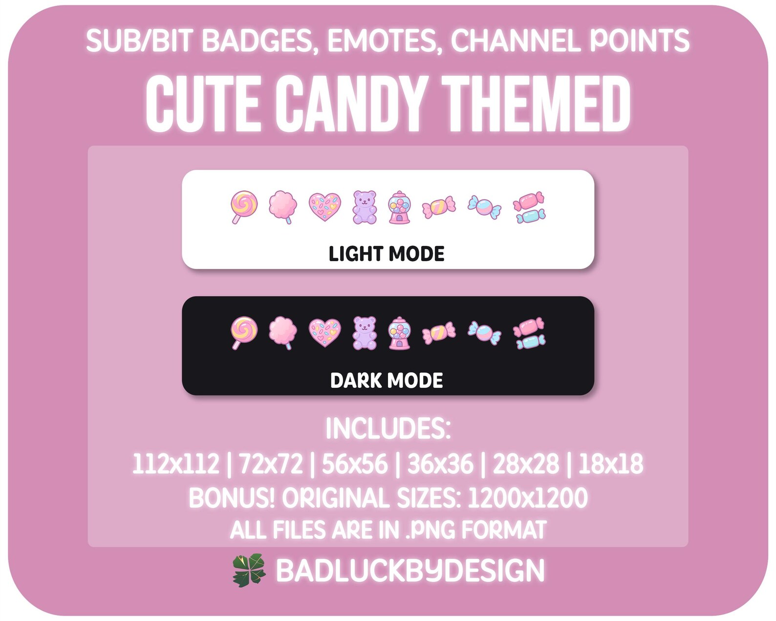 8x Candy Twitch Badges/emotes - Pastel Kawaii Gummy Lollipop Streamer ...
