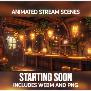 Scènes animées Fantasy Tavern Stream - Cosy Magical Inn Écrans Twitch | Contexte Vtuber | Téléchargement instantané image 2