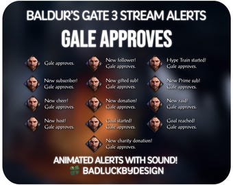 Animated Gale Approves Twitch Stream Alerts with Sound (Digital Download) - Baldur's Gate 3