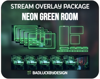 Animated Neon Green Stream Package - Cyberpunk Twitch Overlays, Scenes, Alerts & Panels (Digital Download)