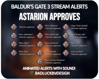 Animated Astarion Approves Twitch Stream Alerts with Sound (Digital Download) - Baldur's Gate 3