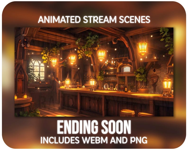 Scènes animées Fantasy Tavern Stream - Cosy Magical Inn Écrans Twitch | Contexte Vtuber | Téléchargement instantané image 5