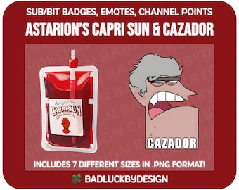 2x Astarion Twitch Emotes -  Capri Sun & Cazador BG3 Streamer Assets (Instant PNG Download)