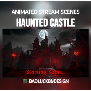 Animated Haunted Castle Stream Scenes - Spooky Red Halloween Twitch Screens | Vtuber Background | Instant Download