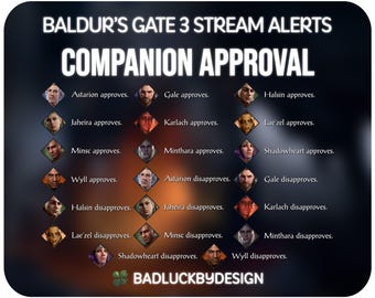 Animated Baldur's Gate 3 Twitch Alerts: Companion Approves/Disapproves